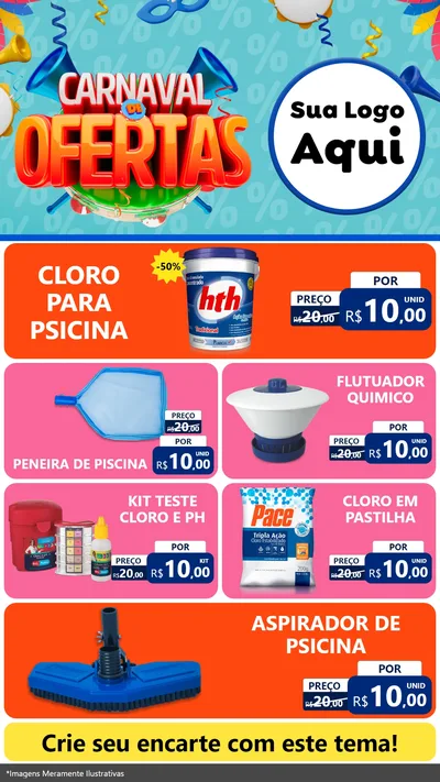 Modelo de TV para TV Vertical com o tema Carnaval de Ofertas para Produtos para Piscina