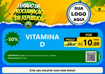 Modelo de Cartaz para Cartaz A4 Horizontal com o tema Feriado da Proclamação da República para Farmácia