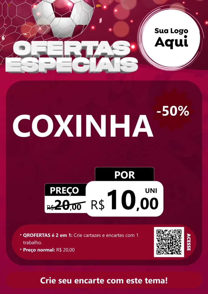 Modelo de Cartaz para Cartaz A4 Vertical com o tema Ofertas Especiais - Futebol para Salgadaria