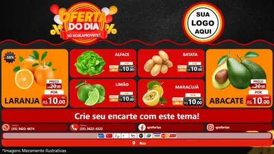 Modelo de TV para TV Horizontal com o tema Oferta do Dia - Só hoje, Aproveite! para Hortifrúti