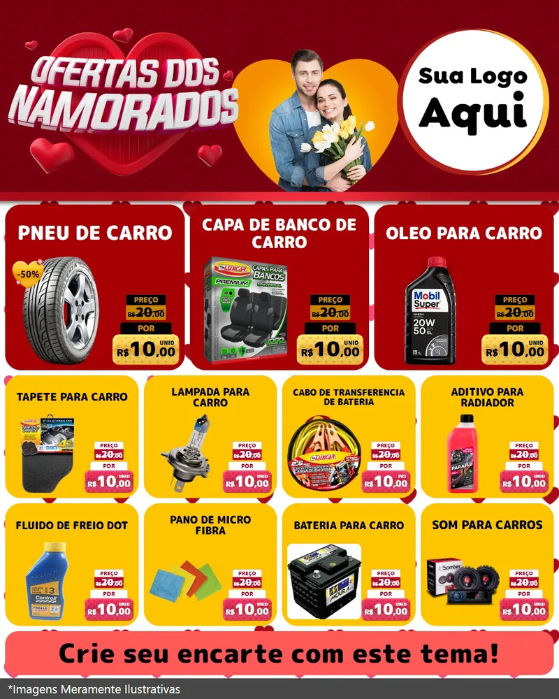 Modelo de Rede Social para Feed Instagram com o tema Ofertas Dos Namorados para Auto peças