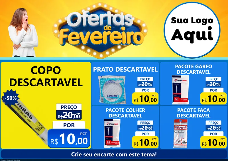 Modelo de Encarte para Encarte A4 Horizontal com o tema Ofertas de Fevereiro para Embalagens