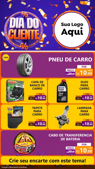Modelo de TV para TV Vertical com o tema Dia do Cliente para Auto peças