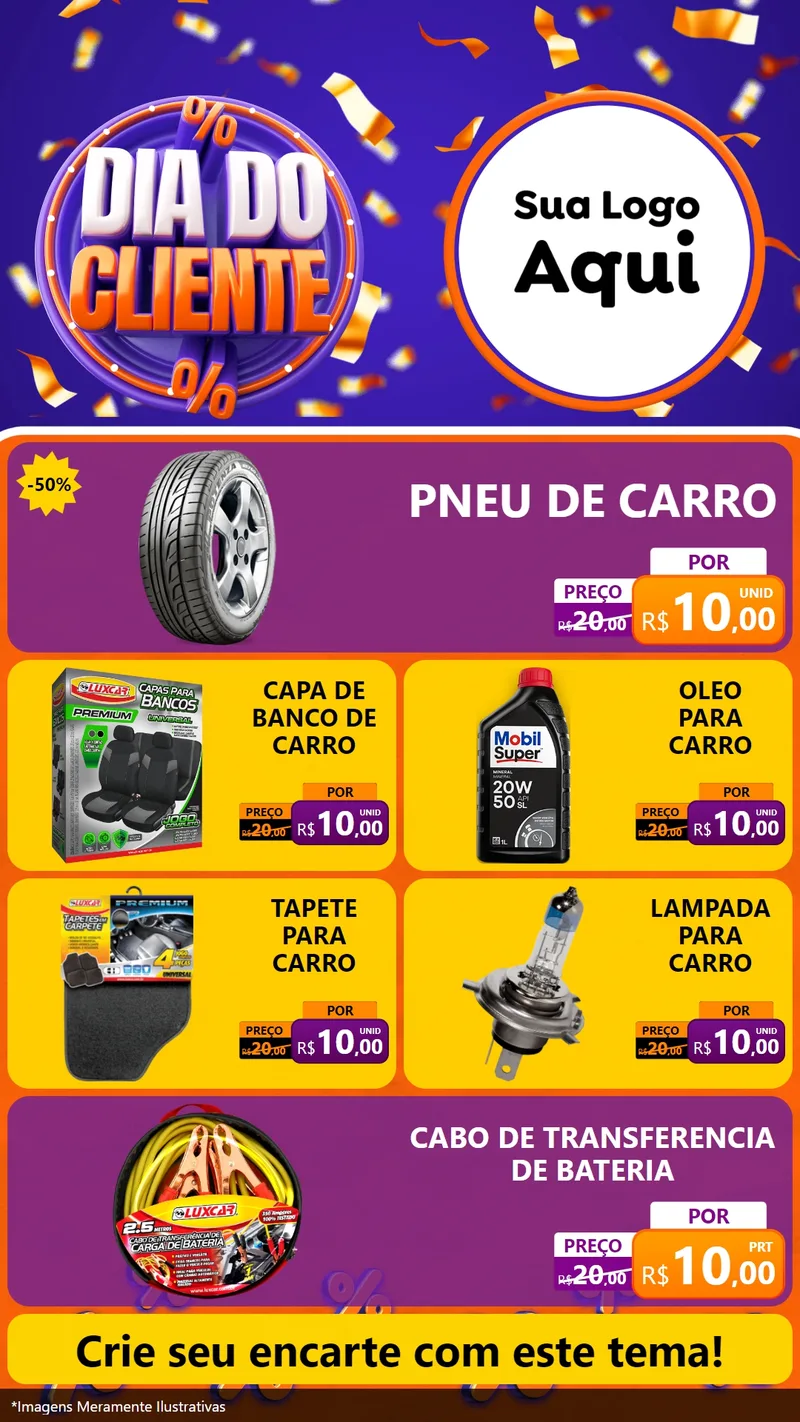 Modelo de TV para TV Vertical com o tema Dia do Cliente para Auto peças