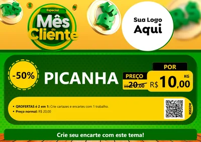 Modelo de Cartaz para Cartaz A4 Horizontal com o tema Especial Mês do Cliente para Açougue