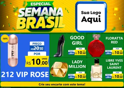 Modelo de Encarte para Encarte A4 Horizontal com o tema Especial Semana do Brasil para Perfumes