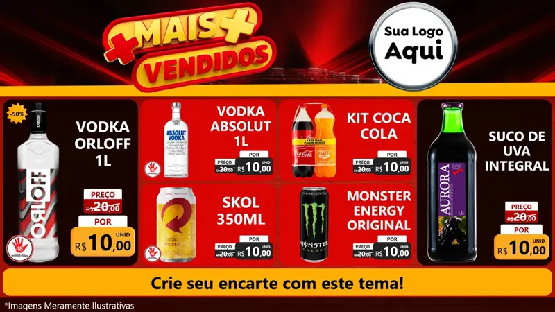 Modelo de TV para TV Horizontal com o tema Mais Vendidos para Distribuidora de bebidas