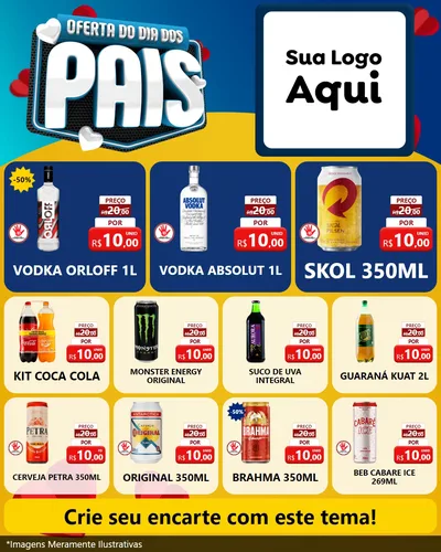 Modelo de Rede Social para Feed Instagram com o tema Oferta Do Dia Dos Pais para Distribuidora de bebidas