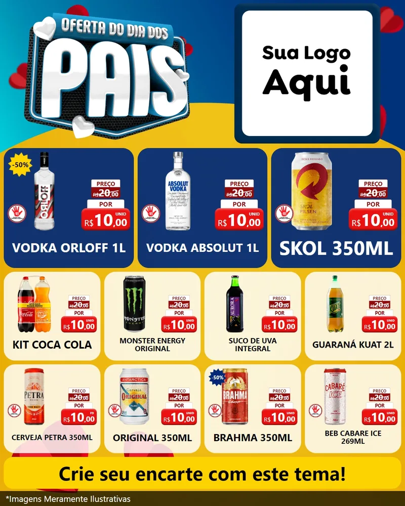 Modelo de Rede Social para Feed Instagram com o tema Oferta Do Dia Dos Pais para Distribuidora de bebidas
