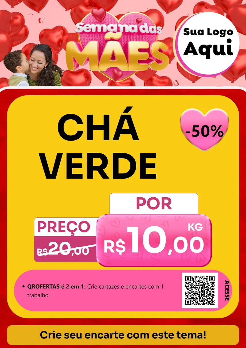 Modelo de Cartaz para Cartaz A4 Vertical com o tema Semana Das Mães para Produtos Naturais