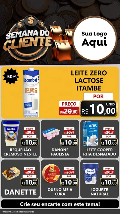 Modelo de Rede Social para Stories com o tema Semana do Cliente para Frios e Laticínios