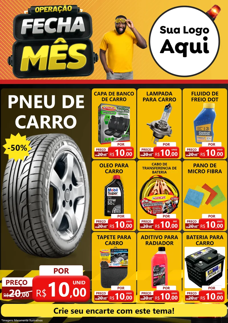 Modelo de Encarte para Encarte A4 Vertical com o tema Operação Fecha Mês para Auto peças