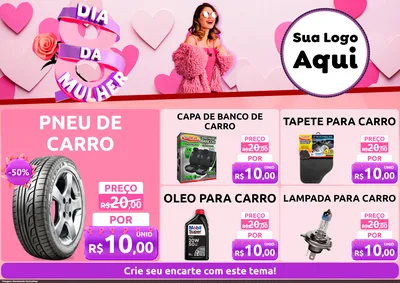 Modelo de Encarte para Encarte A4 Horizontal com o tema Dia da Mulher para Auto peças