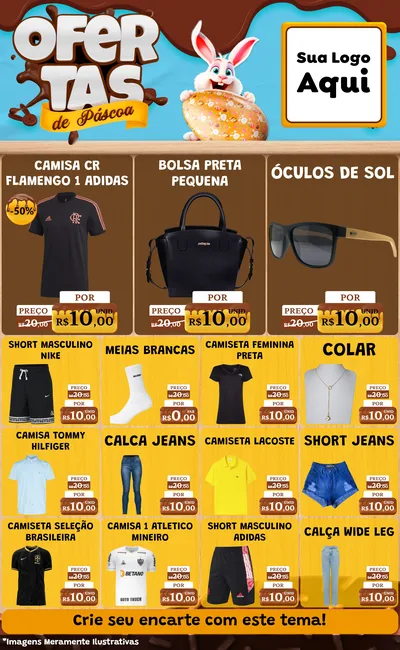 Modelo de Encarte para Encarte Grande com o tema Ofertas de Páscoa para Roupas e acessórios