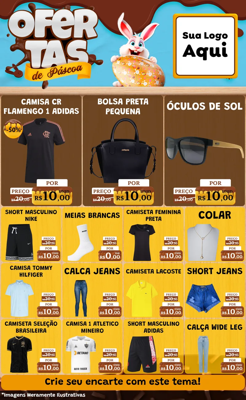 Modelo de Encarte para Encarte Grande com o tema Ofertas de Páscoa para Roupas e acessórios