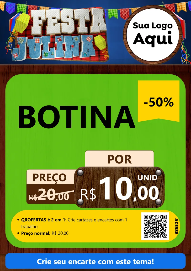 Modelo de Cartaz para Cartaz A4 Vertical com o tema Festa Julina para Agropecuária
