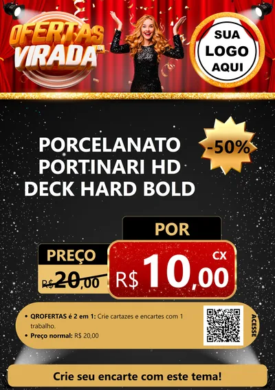 Modelo de Cartaz para Cartaz A4 Vertical com o tema Ofertas da Virada para Pisos e revestimentos