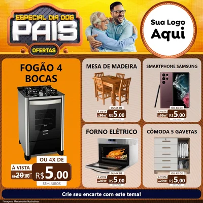 Modelo de Rede Social para Feed Facebook com o tema Especial Dia dos Pais para Móveis e Eletro