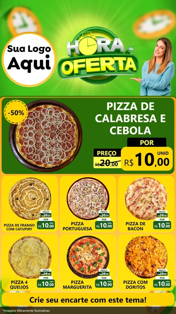 Modelo de Rede Social para Stories com o tema Hora da Oferta para Pizzaria