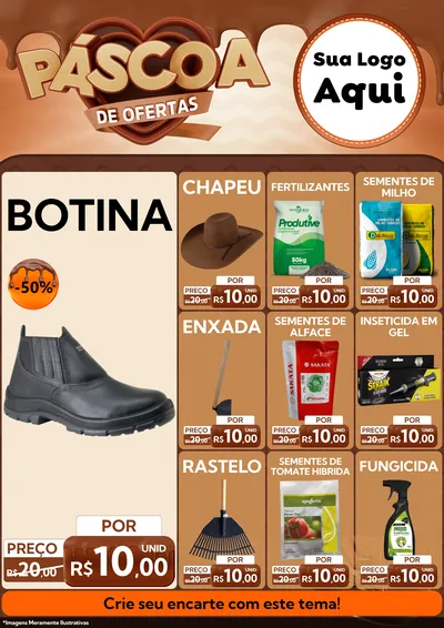 Modelo de Encarte para Encarte A4 Vertical com o tema Páscoa de Ofertas para Agropecuária
