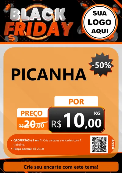 Modelo de Cartaz para Cartaz A4 Vertical com o tema Black Friday para Açougue