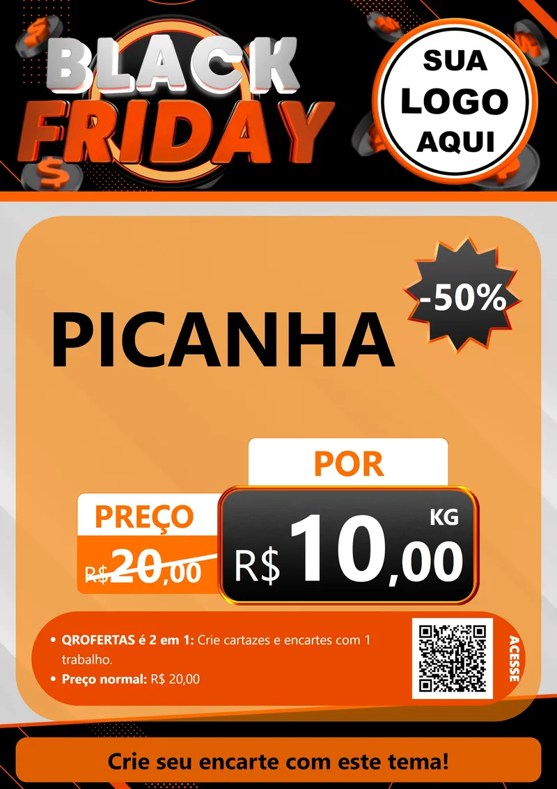 Modelo de Cartaz para Cartaz A4 Vertical com o tema Black Friday para Açougue