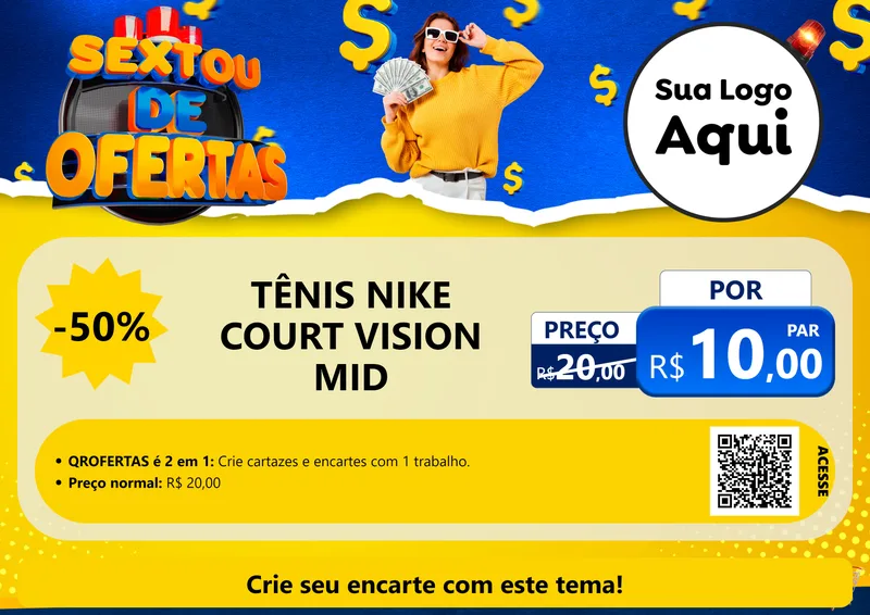 Modelo de Cartaz para Cartaz A4 Horizontal com o tema Sextou de Ofertas para Calçados