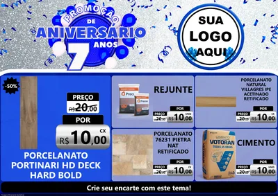 Modelo de Encarte para Encarte A4 Horizontal com o tema Promoção de Aniversário - 7 Anos para Pisos e revestimentos