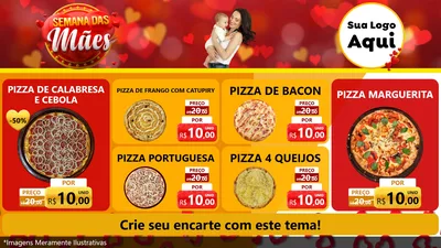 Modelo de TV para TV Horizontal com o tema Semana das Mães para Pizzaria