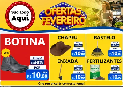 Modelo de Encarte para Encarte A4 Horizontal com o tema Ofertas de Fevereiro para Agropecuária