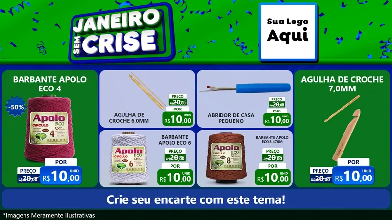Modelo de TV para TV Horizontal com o tema Janeiro Sem Crise para Armarinho e Aviamentos