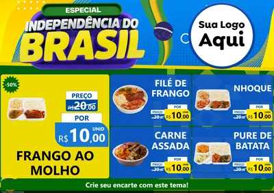 Modelo de Encarte para Encarte A4 Horizontal com o tema Especial Independência do Brasil para Restaurante