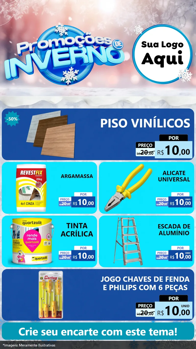 Modelo de TV para TV Vertical com o tema Promoções de Inverno para Material para Construção