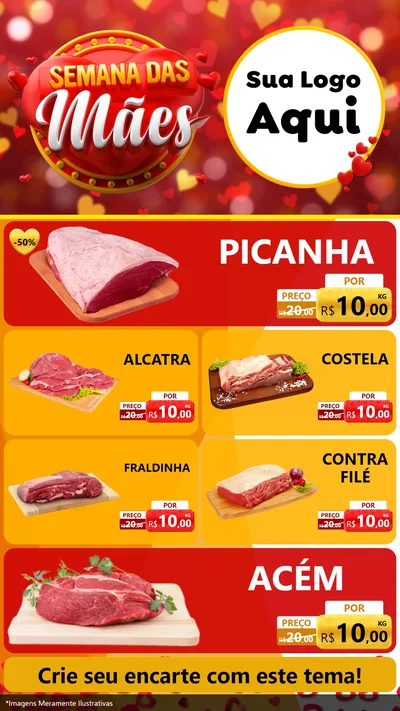 Modelo de TV para TV Vertical com o tema Semana das Mães para Açougue
