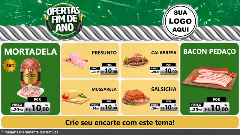 Modelo de TV para TV Horizontal com o tema Ofertas Fim de Ano para Frios e Laticínios