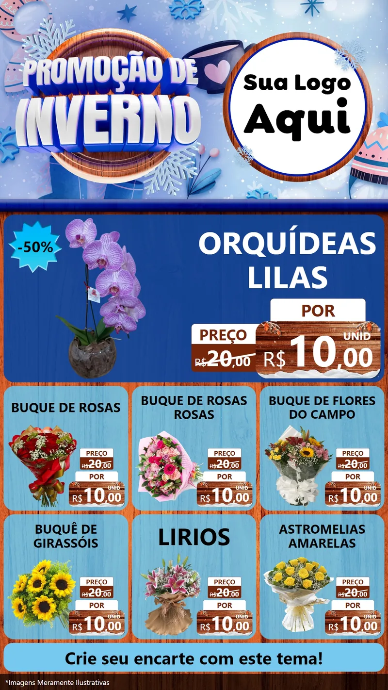 Modelo de Rede Social para Stories com o tema Promoção de Inverno para Floricultura e jardim