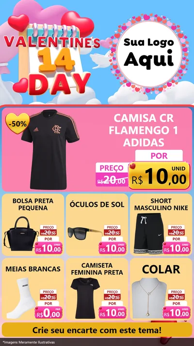 Modelo de Rede Social para Stories com o tema Valentine's Day para Roupas e acessórios