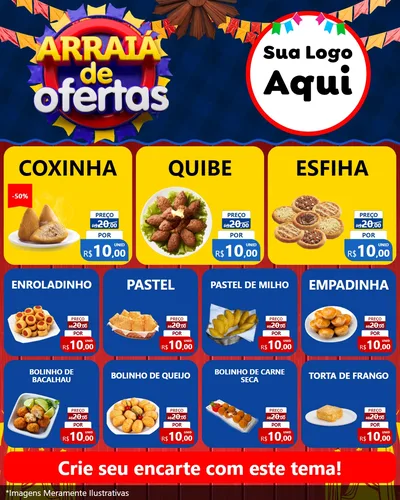 Modelo de Rede Social para Feed Instagram com o tema Arraiá de Ofertas para Salgadaria