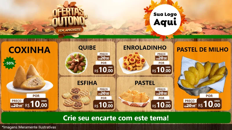 Modelo de TV para TV Horizontal com o tema Ofertas de Outono - Vem, Aproveite! para Salgadaria