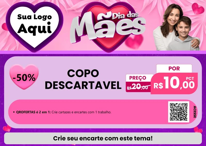 Modelo de Cartaz para Cartaz A4 Horizontal com o tema Dia das Mães para Embalagens