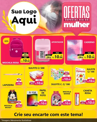 Modelo de Rede Social para Feed Instagram com o tema Ofertas - Especial Dia Das Mulheres para Papelaria