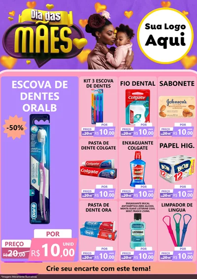 Modelo de Encarte para Encarte A4 Vertical com o tema Dia das Mães para Higiene Pessoal