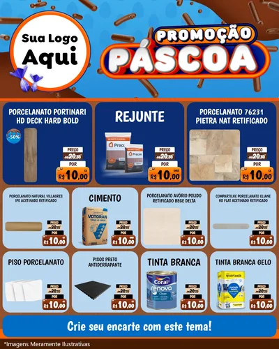 Modelo de Rede Social para Feed Instagram com o tema Promoção Páscoa para Pisos e revestimentos