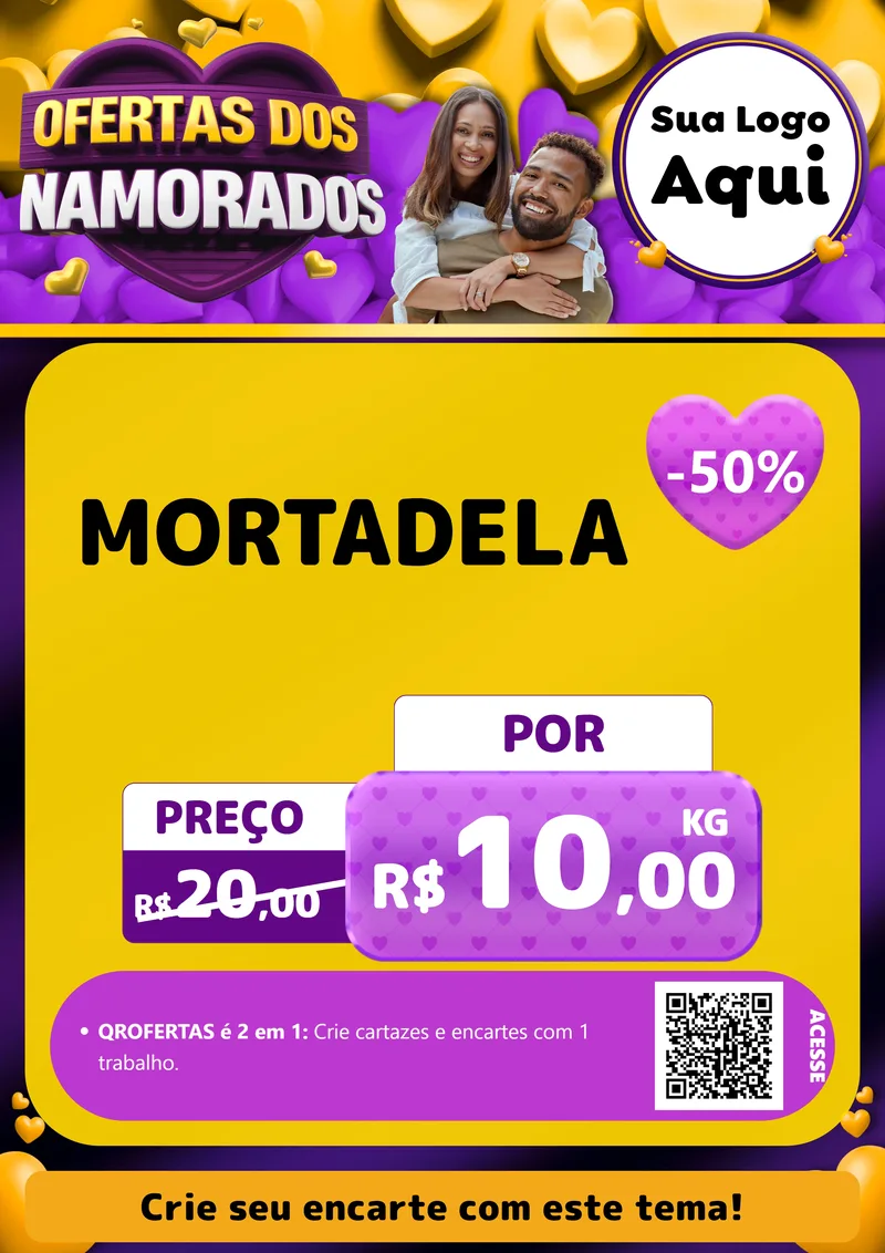 Modelo de Cartaz para Cartaz A4 Vertical com o tema Oferta Dos Namorados para Frios e Laticínios
