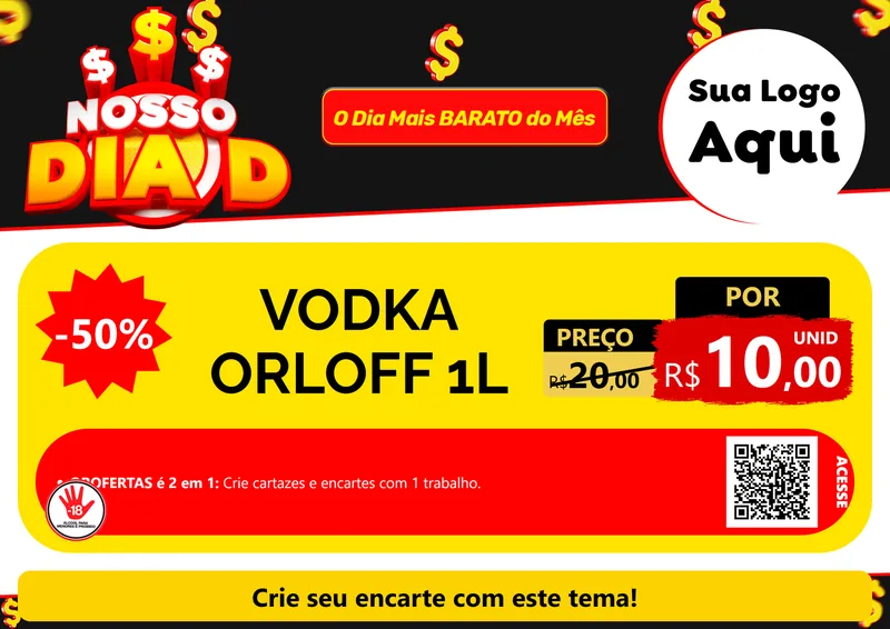 Modelo de Cartaz para Cartaz A4 Horizontal com o tema Nosso Dia D para Distribuidora de bebidas