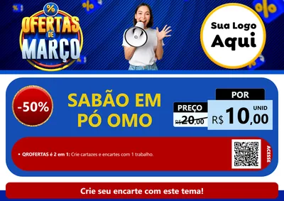 Modelo de Cartaz para Cartaz A4 Horizontal com o tema Ofertas de Março para Produtos de Limpeza