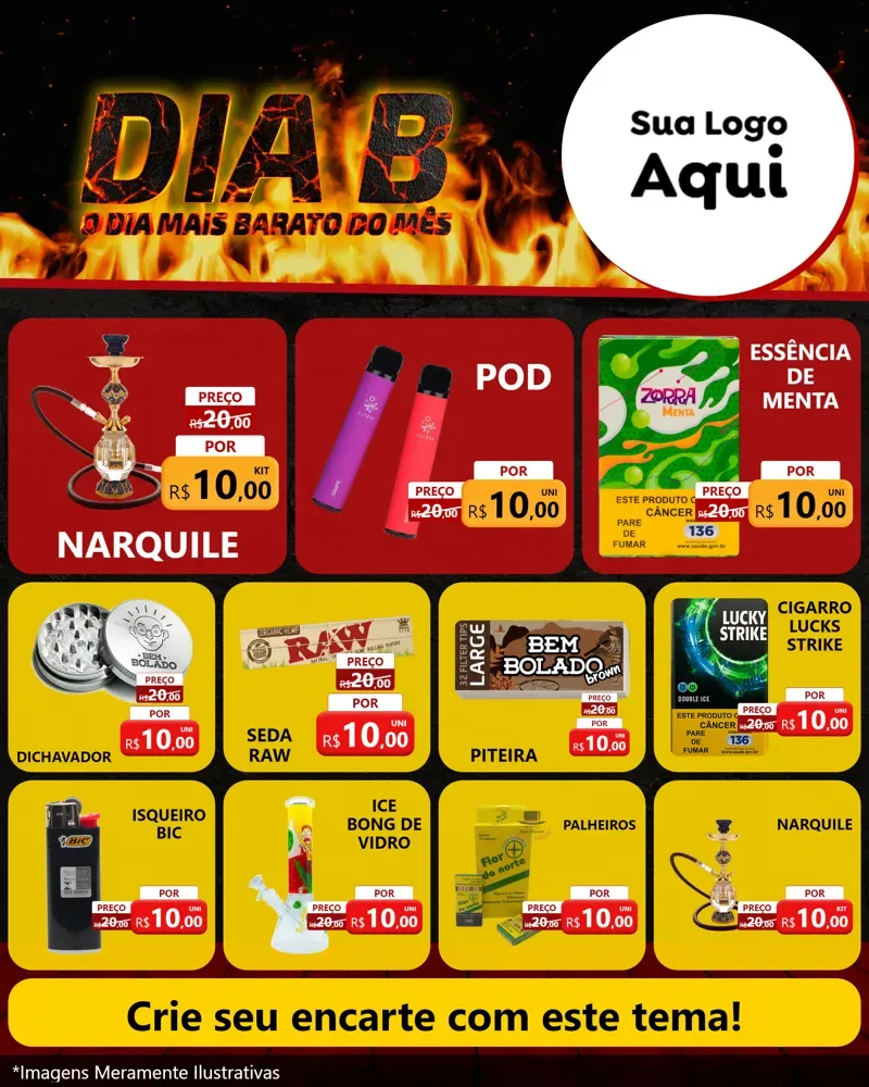 Modelo de Rede Social para Feed Instagram com o tema Dia B para Tabacaria