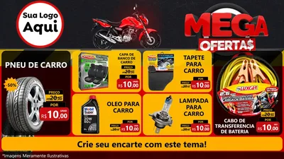 Modelo de TV para TV Horizontal com o tema Mega Ofertas - Motopeças para Auto peças