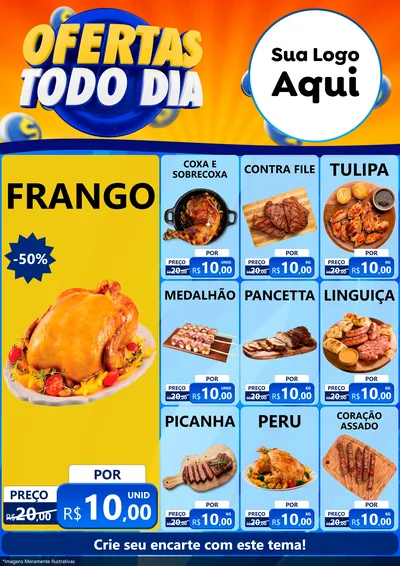 Modelo de Encarte para Encarte A4 Vertical com o tema Ofertas Todo Dia para Assados