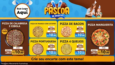Modelo de TV para TV Horizontal com o tema Páscoa de Ofertas para Pizzaria